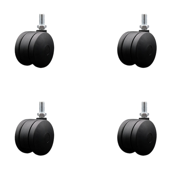 3'' Office Chair Casters Nylon Twin Wheel 1/2 Threaded Stem , 4PK
